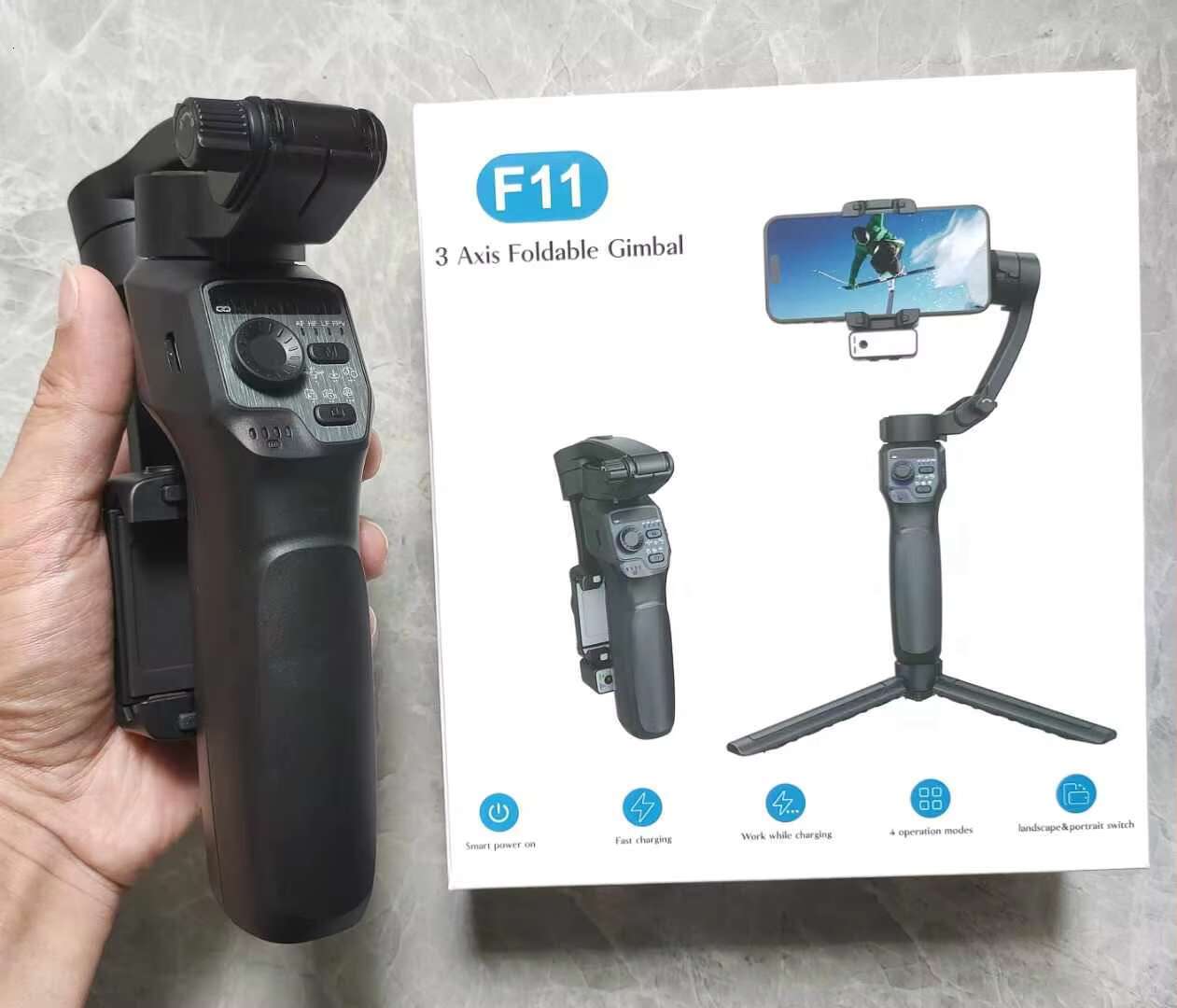 Factory Supply Smooth 3 Axis Gimbal Stabilizers 360 Ai Handheld Selfie Stick F11 for Mobile and Action Camera with Long Lifetime