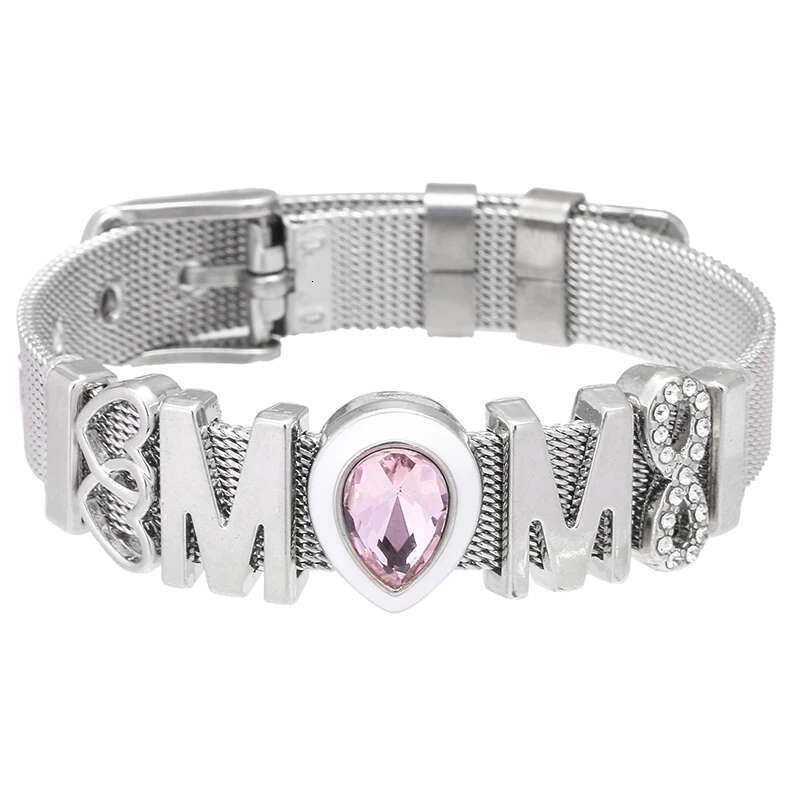 Endless LOVE MOM Slide Charm Mesh Bracelets Set Child Keeper Bracelets Bangles Stianless Steel For Woman Mother Gift