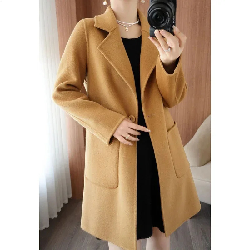 Autumn Winter Women Comfortable Baggy Woolen Coat Lady Fashion Elegant Solid Color Outside Daily Thermal Fleece Jackets 250319