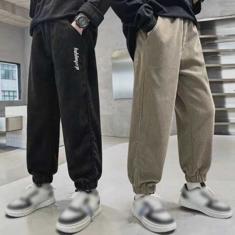 Boys Spring Autumn Loose fit Corduroy Velvet Trouser Casual Pants New 2025 Childrens Sports Pants 5 6 7 8 9 10 11 12T250318