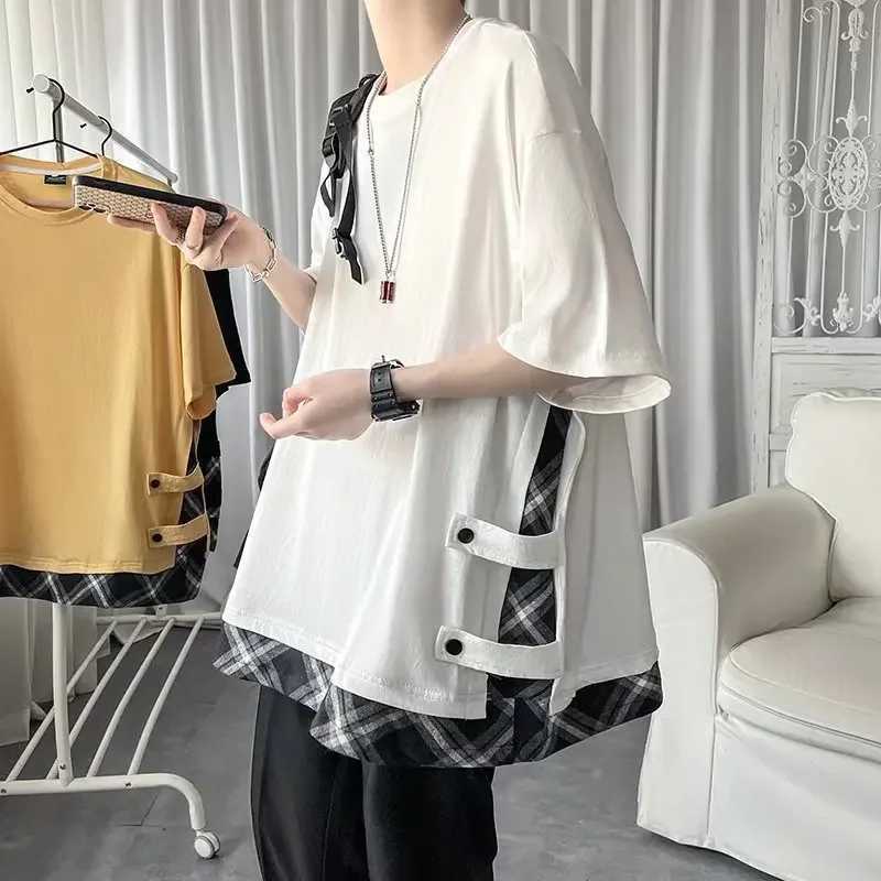 2023 Summer New Mens T-shirt White Half Sleeve Instrendy Hong Kong Style Couple Short Sleeve Mens T-shirtT250318