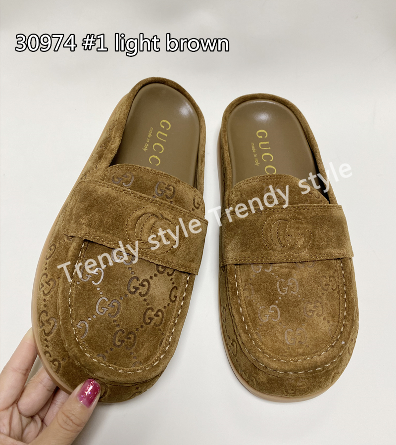 Summer Women slippers classic Designer Lazy Flatlady Slides Suede letter women shoes cowhide Metal Sandals 35-41