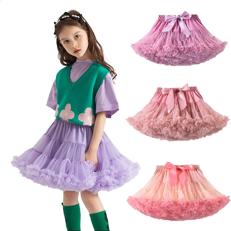 Baby Girls Tulle Tutu Skirt Ballerina Pettiskirt Fluffy Children Ballet Skirts For Party Dance Princess Girl Tulle Clothes 1-10Y 250319