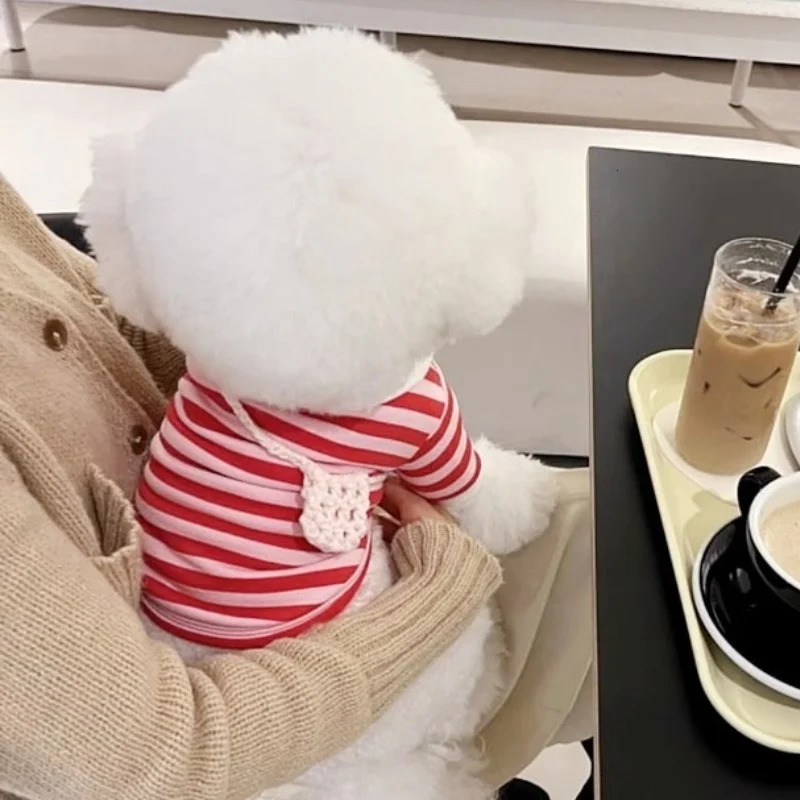 Fashion striped dog polo shirt spring thin dog clothing cute and soft puppy sports shirt 250318