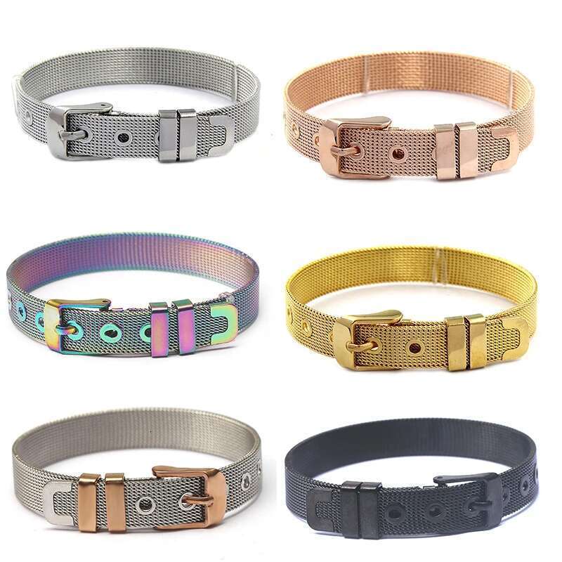 Rose Gold Stainless Steel Mesh Bracelets For Women With Silver Color Beads Charm Watch Belt Bracelets Bangles As Girls Gift