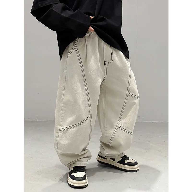 Baodu Childrens Clothing Childrens Jeans Spring 2025 Boys Straight Pants Boys Trousers Beige Pants TedT250318