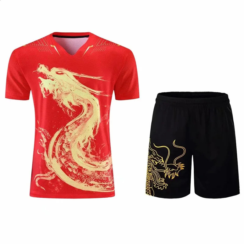 Mens and Womens Chinese Loong Table Tennis Jersey Shorts Set Mens and rens Badminton Shirts Table Tennis Clothing Sportswear 250314