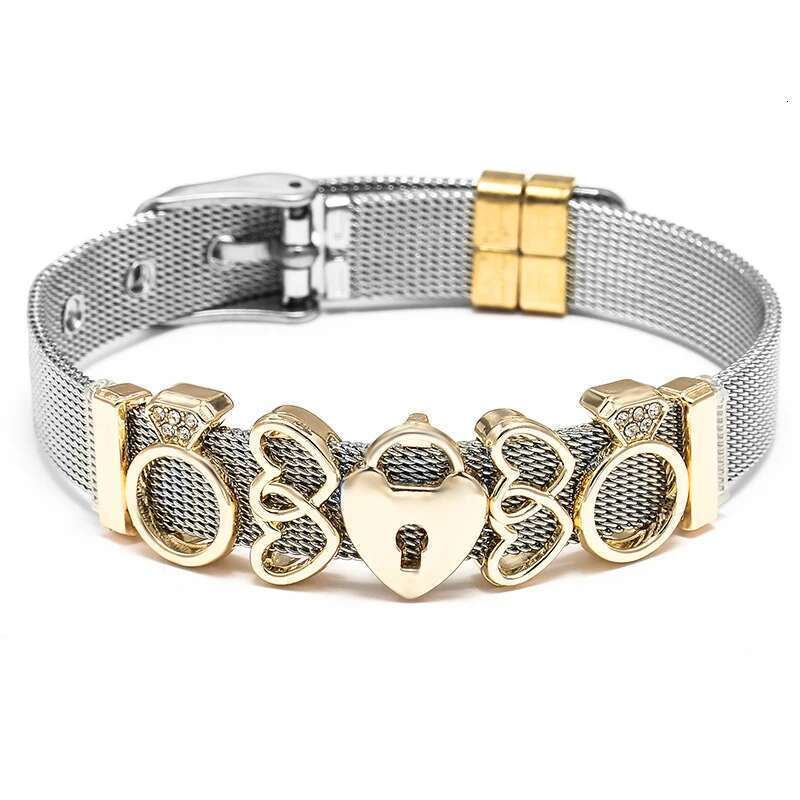 2024 New Friendship Crown Beads Charm Bracelet With Silver Color Mesh Kepper Bracelet For Women Jewelry Gift Dropshipping