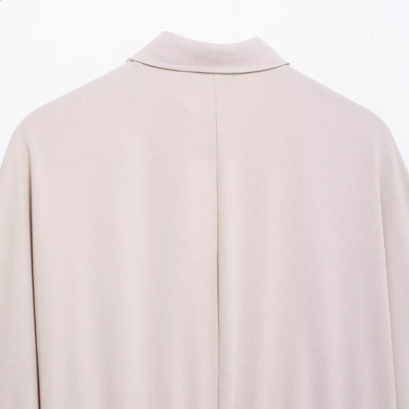 Willshela Womens Fashion Pocket Khaki Brushed Single Chest Shirt Retro Collar Long Sleeve 250319