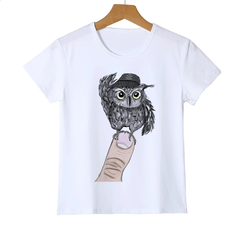 Fashion Kids Short Sleeve Owl Print T-shirt Summer Boys Casual Tops Girl Cool Hipster Tee Cute Animal n T shirt 250319