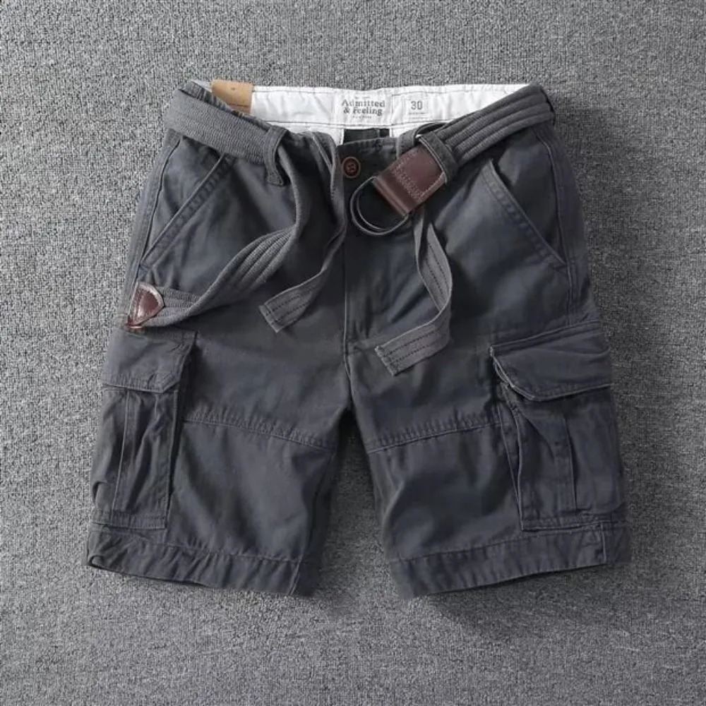White Men Shorts Loose Large Size Multi-Pocket Overalls Summer Cotton Comfortable Nickel Pants Outdoor Casual Sports Beach Pants250312