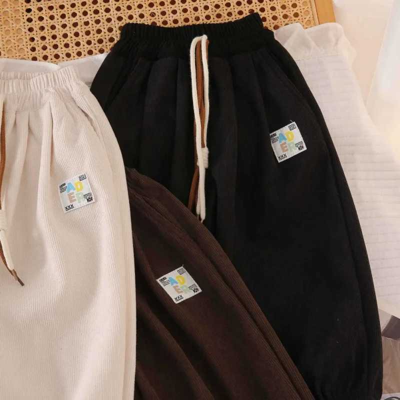 Childrens drawstring corduroy lantern pants autumn boys and girls loose casual sports pants 2-10 years oldT250318