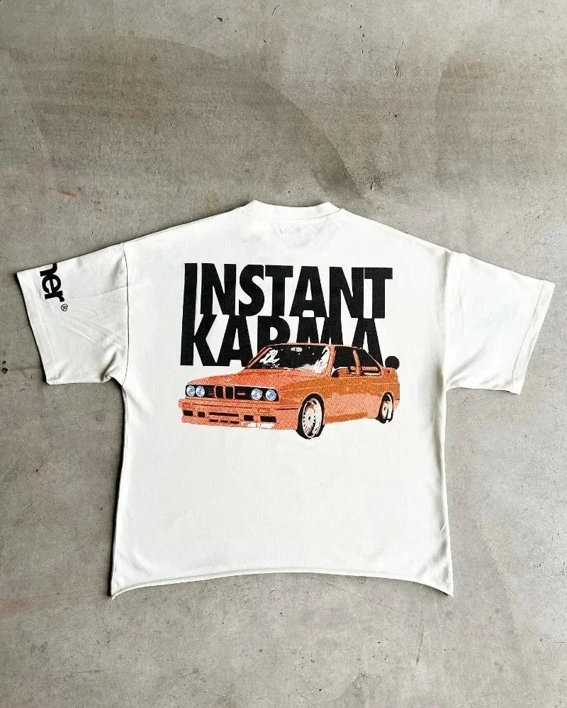 Retro street oversized portrait printed short sleeved Tshirt for men Y2k Gothic Harajuku fashion couple casual loose sports 250318