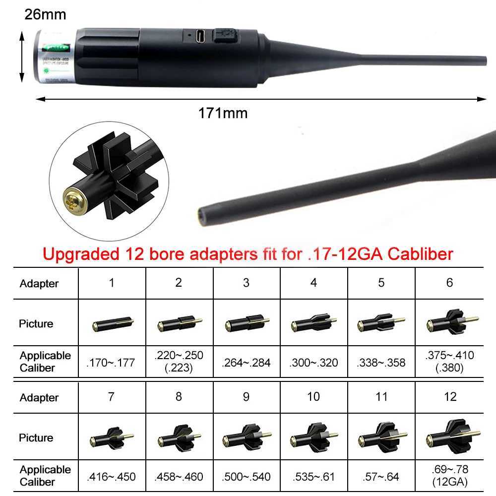 Green/Red Laser Colliding Point Drilling Kit USB Charging Optical Aiming Pointer for Rifle Sight with Caliber 177.22 to 12GA X250319
