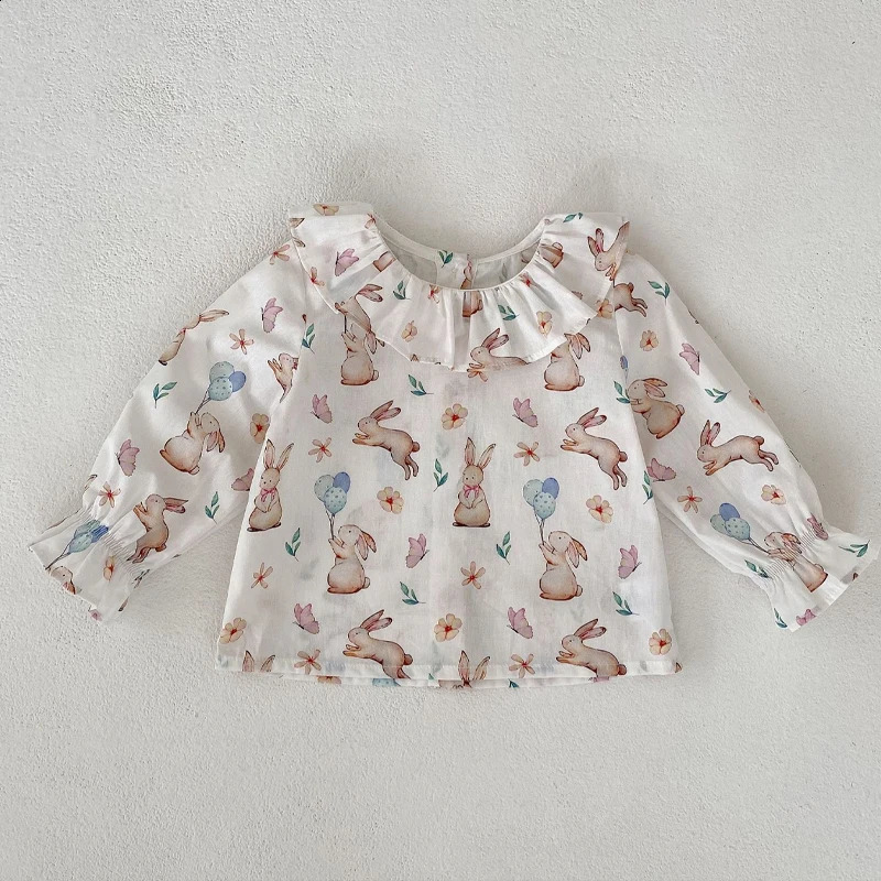 baby clothing for autumn suitable girls fashionable and versatile rabbit print top 250319