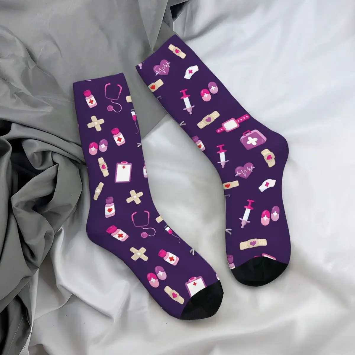 Cute Hospital Medical Pattern Gift For Nurses Socks Harajuku High Quality Stockings All Season Long Socks for Man Woman Gifts X250319