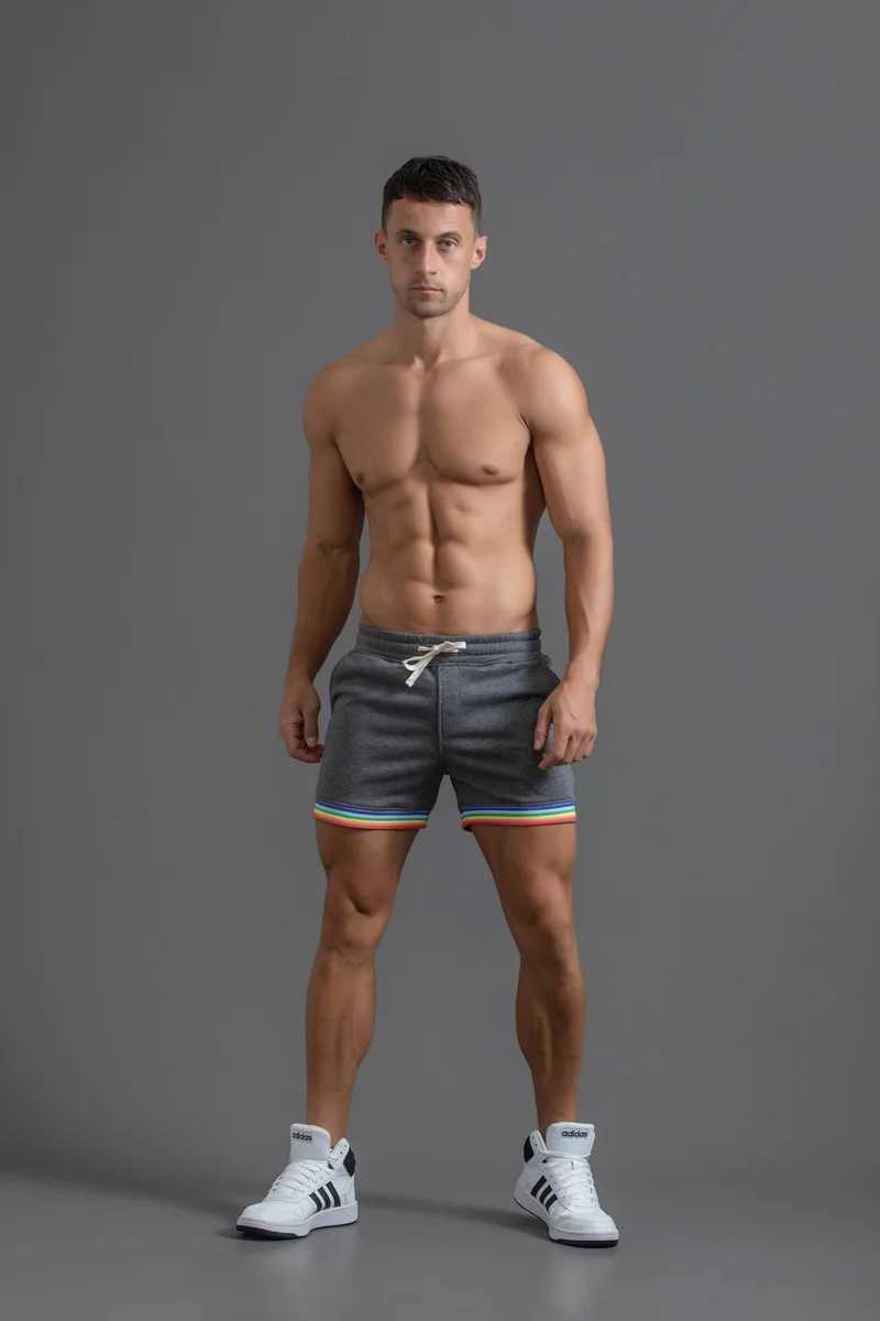 Summer Cotton Sports Casual Shorts Mens Three-quarter Pants Plus Size Casual Mens Drawstring Pants Rainbow Print W250319