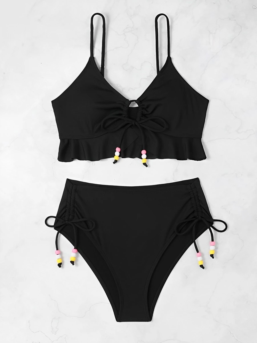 high waisted bikini womens dress swimsuit womens pleated swimsuit solid swimsuit bathroom swimsuit beachwear 250314
