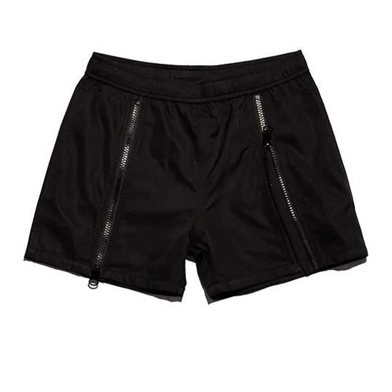 Summer sports and fitness mens shorts elastic waist double zipper thick muscle display shorts beach casual quarter pants W250319