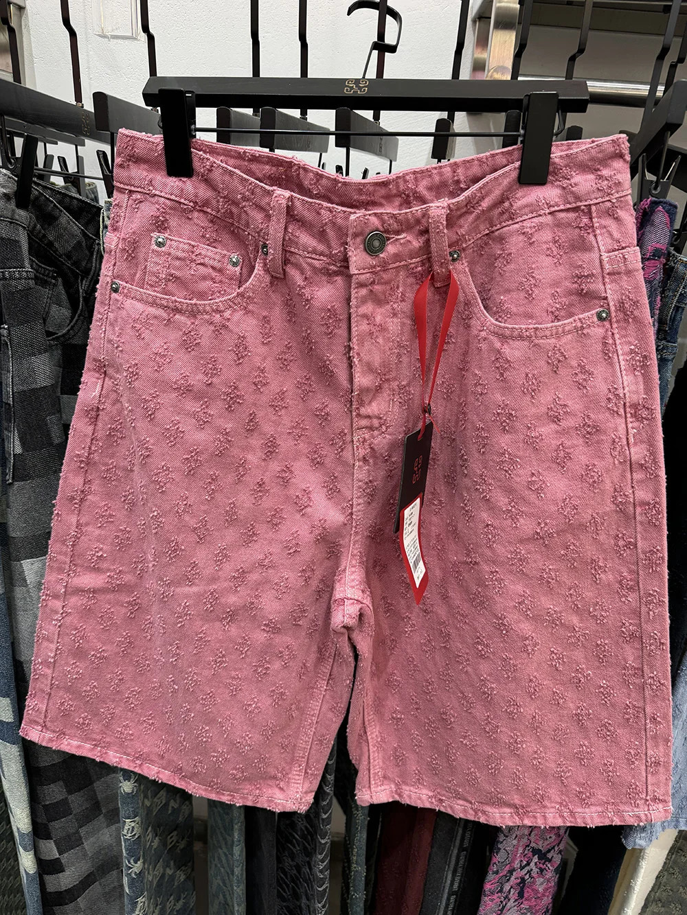 Summer Men Distressed Short Jeans Vintage Jacquard Straight Leg Mens Denim Shorts Pants 250317