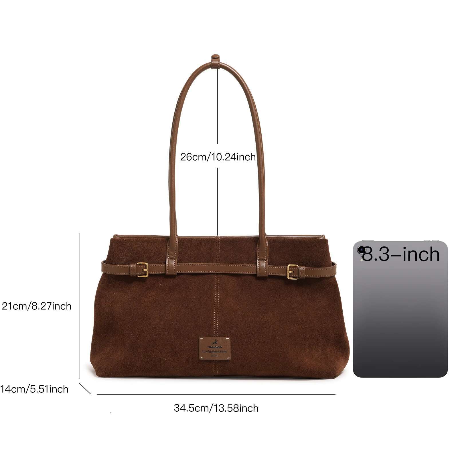ITAMOOD Large Capacity Vintage Leather Briefcase Urious Original Design Tote Bag Maillard Brown Fashionable Handbag
