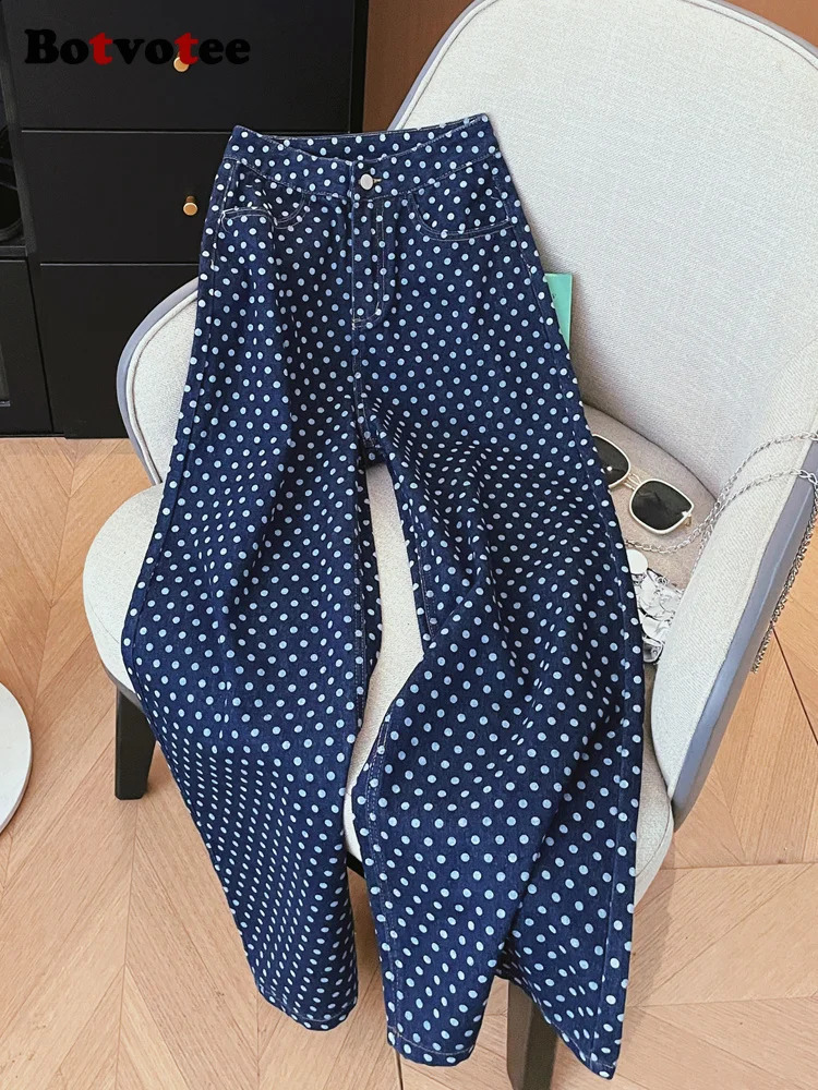 Botvotee ner Pokal Dot womens twopiece set of Korean fashion streetwear Y2k 90 wide leg high waisted jeans 250317