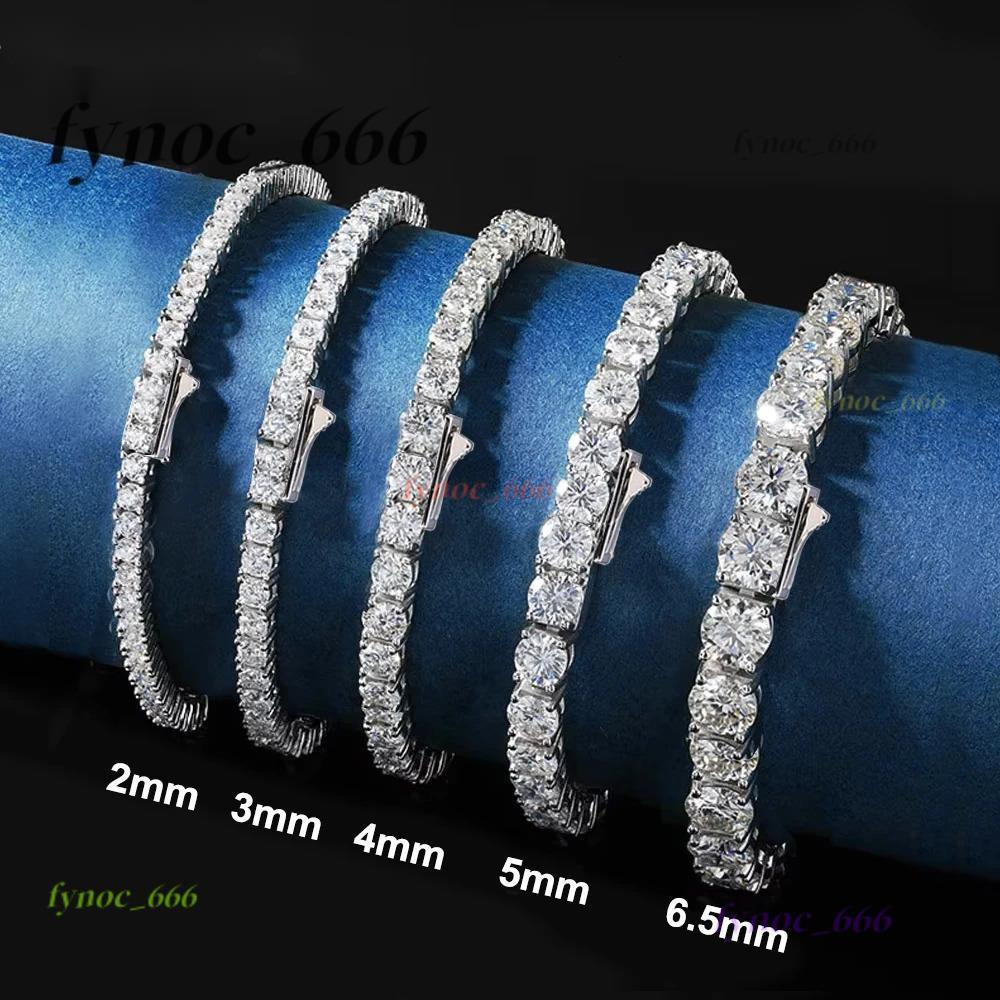 2-6.5mm Real Moissanite Tennis Bracelets for Women Man 925 Sterling Silver Plated White Gold Bracelet Sparkling Wedding Jewelry