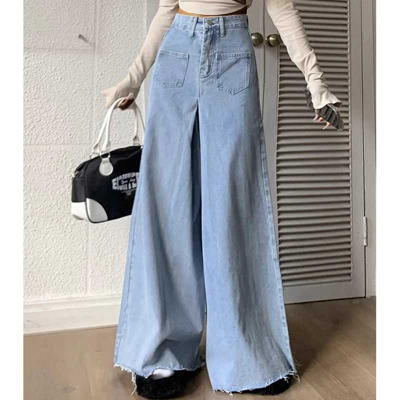 Womens high waisted punk bag jeans womens retro streetwear loose pants girls fashion Harajuku blue denim shortsT250319