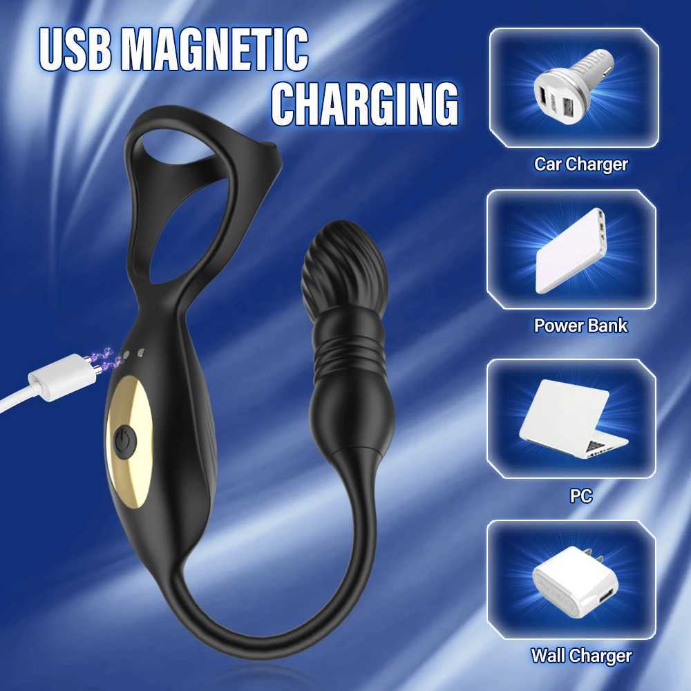Stimulating anal vibrator prostate massager counting time rooster ring sex toy male vibrator W250319