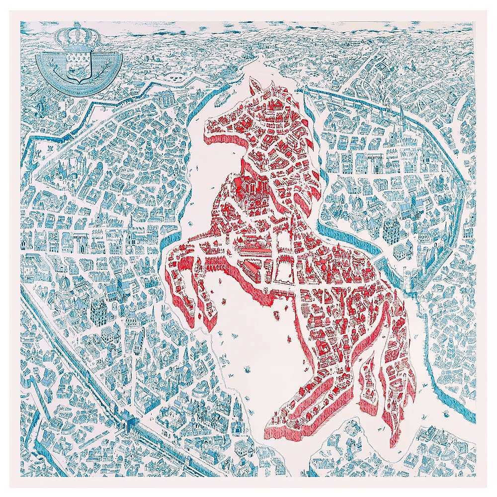 Europe 2022 Spring Fine Horse City of Sky 90*90cm Twill Large Square Scarf Wens Accessories Scarf Beach Shawl Scarf X250319