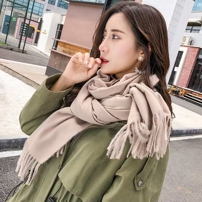 K963 24 autumn and winter solid color imitation cashmere scarf women's versatile super soft shawl cashmere neck scarf cross-border manufacturers 