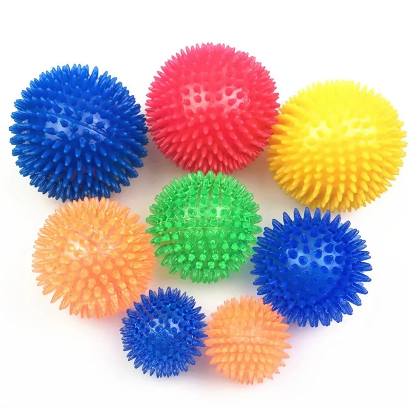 Pet Dog Toys Cat Puppy Sounding Toy Polka Squeaky Tooth Cleaning Ball TPR Training Pet Teeth Chewing Toy Thorn Balls