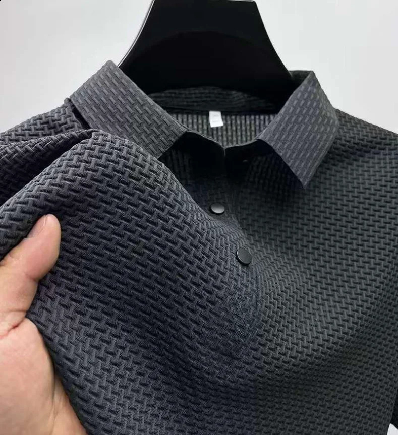 mens short sleeved T-shirt for summer cool and breathable polo shirt business and casual sweat absorbing top 250317