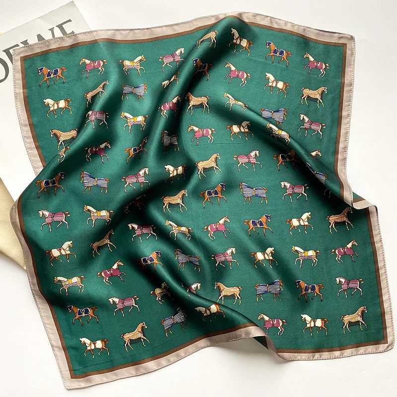 Horse Printing Design 100% Pure Silk Square Scarf Wen Fashion Luxury Brand Scarf Neckerchief Hair Hand Wrist Bandana X250319