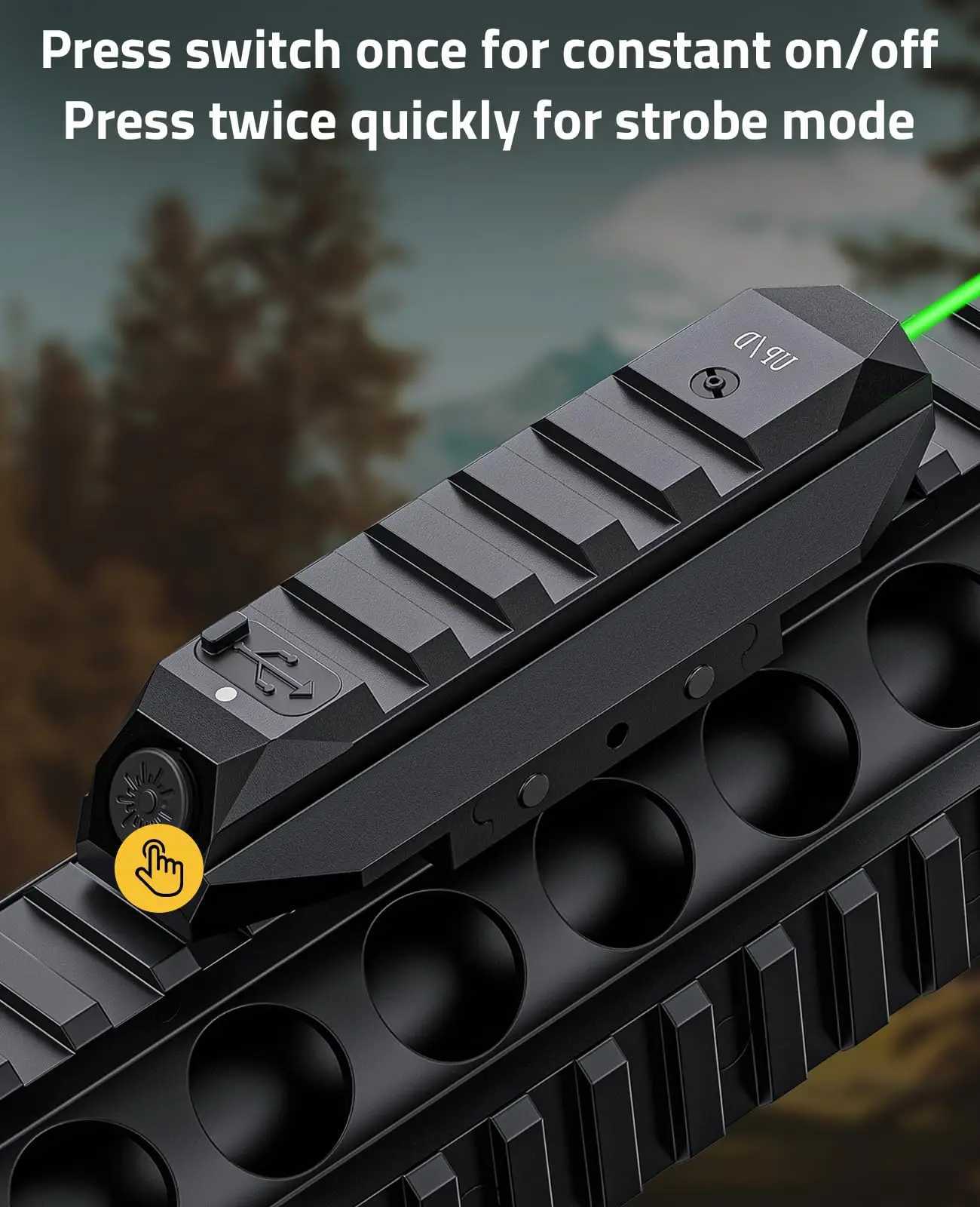 CVLIFE Picatinny green laser sight for tactical rifle charging long battery life strobe mode hunting X250319