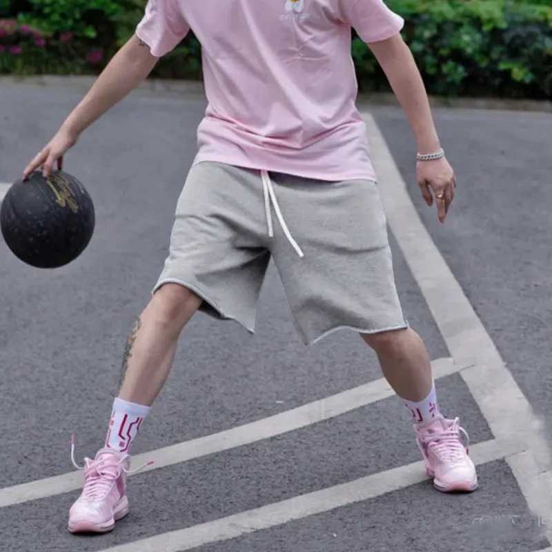 Summer gym fitness mens cotton shorts with shredded fabric cutting shorts for casual training hip-hop running loose basketball shorts W250319