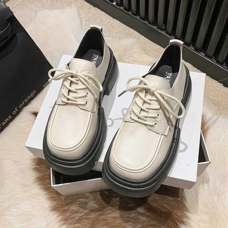 2025 Womens Spring New Black Platform Lace Flat Shoes Womens Soft Padded Boat Shoes Designer Casual Leather Oxford Q67XJ250319
