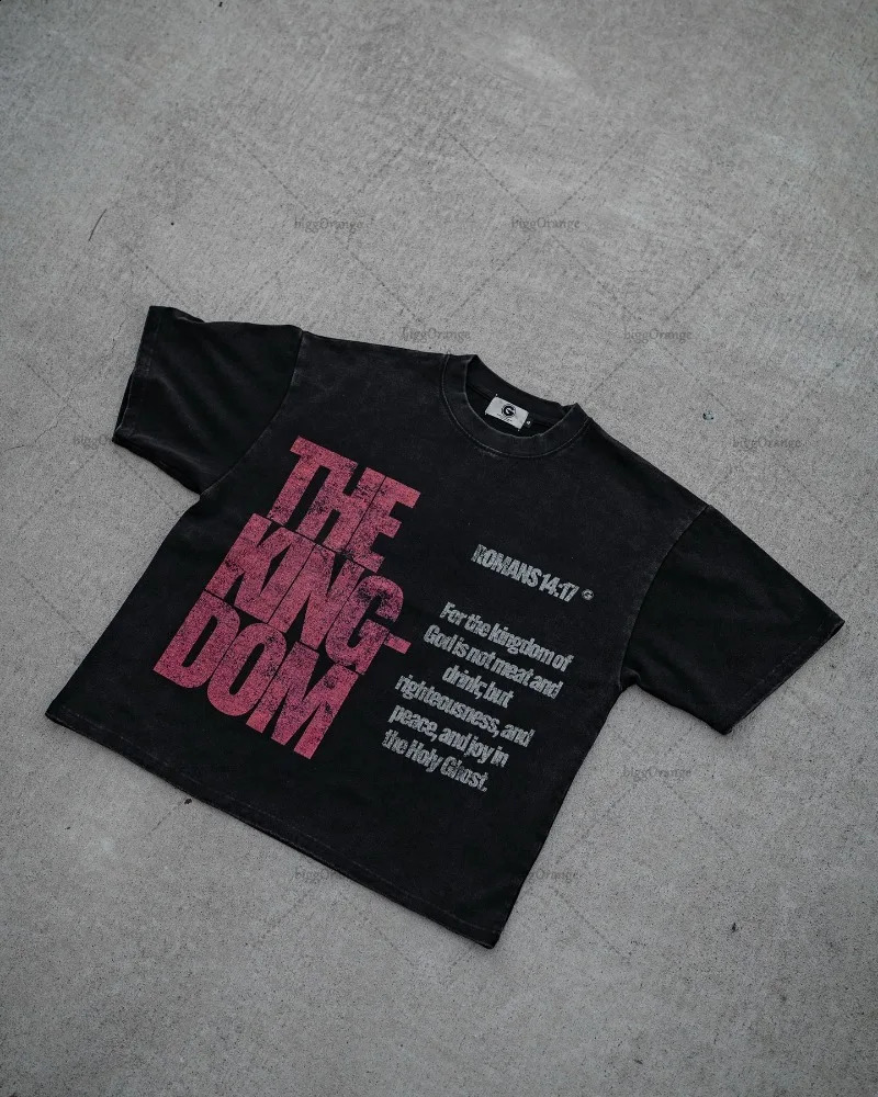 Collar made of pure cotton topnotch European and American street retro Harajuku oversized Tshirt printed with fashionable casual short sleeves 250317