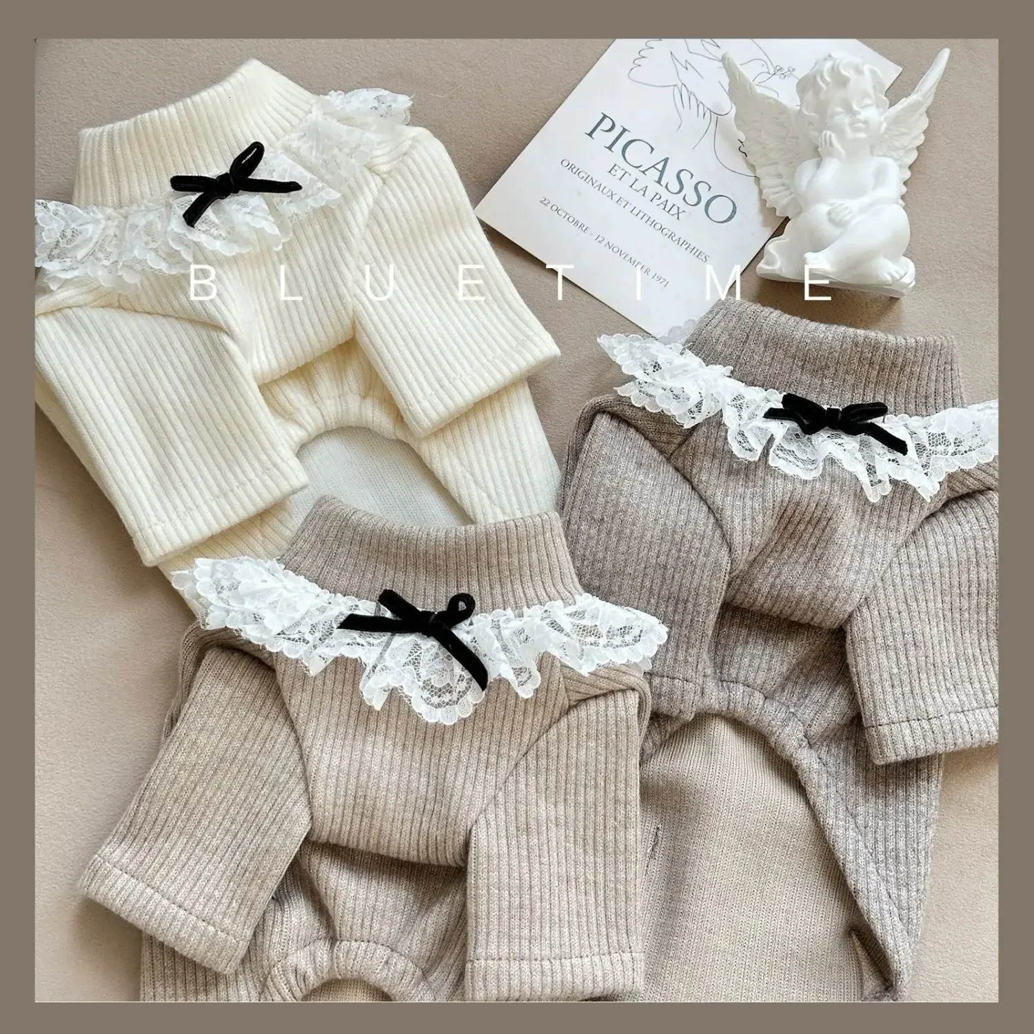 Lace Collar Base Shirts Dog Clothes Solid Color Small Dogs Clothing Kawaii Fashion Spring Autumn Outfits Girl Maltese Pet Items 250318