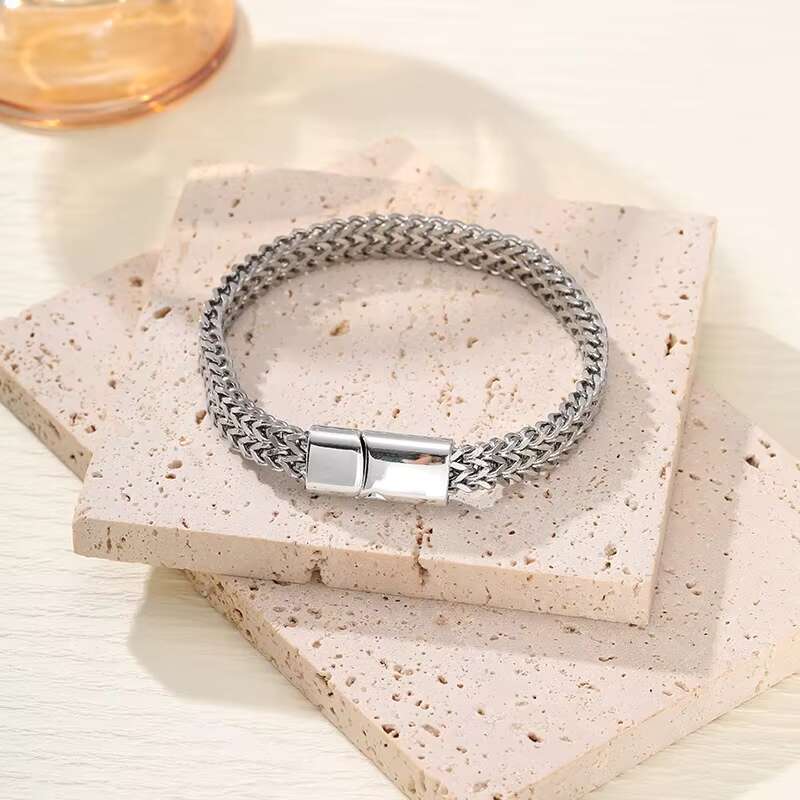 Fashionable jewelry stainless tennis chain men's punk hip-hop double-layer titanium steel bracelet