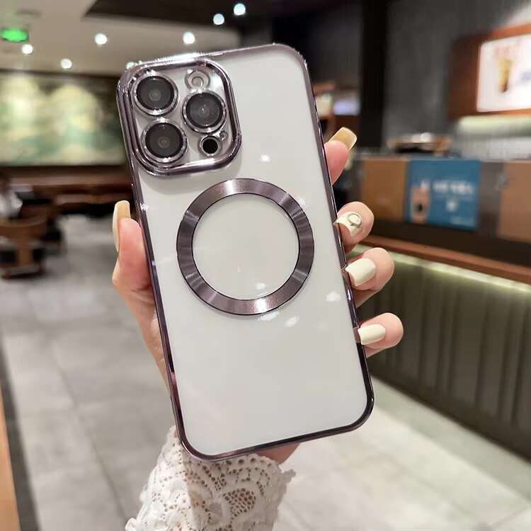 Transparent Phone Case for iPhone 15 14 13 12 11 Pro Max With Lens Protector Magnetic Wireless Charging Cover