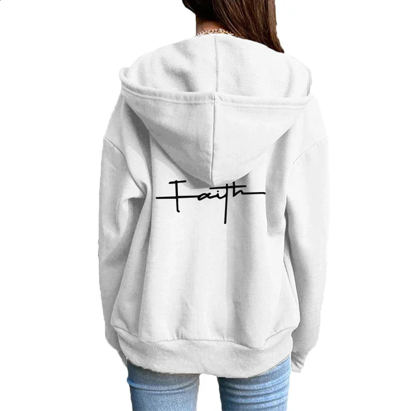 Womens zipper cardigan wool sweater printed casual hooded sweatshirt jogging clothing highquality street womens jacket 250319