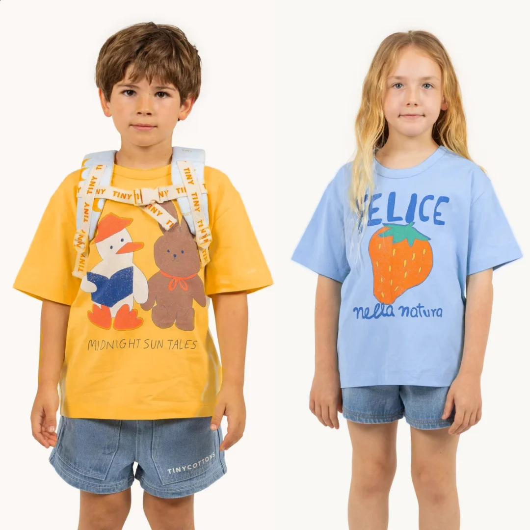 Kids Summer T Shirts Cotton Graphic Tees for Girls Shortsleeve Boys Tops Toddler Children Baby TShirt 250319
