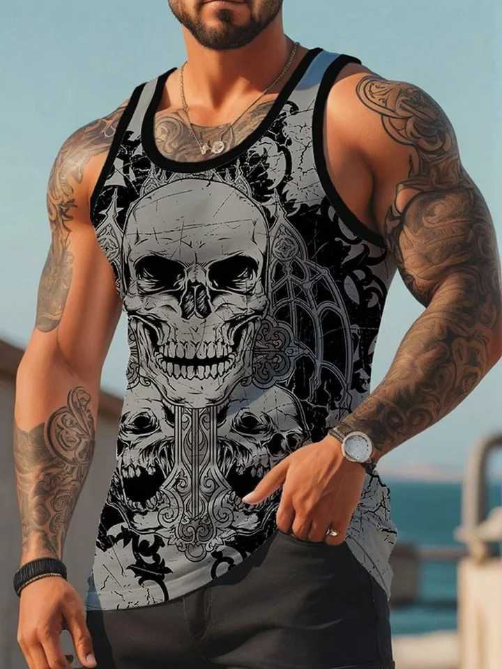 Summer Daily Leisure Mens Tank Top City Street Fashion Mens Tank Top Outdoor Sports Mens Sleeveless Top 3D Graffiti PrintingT250318