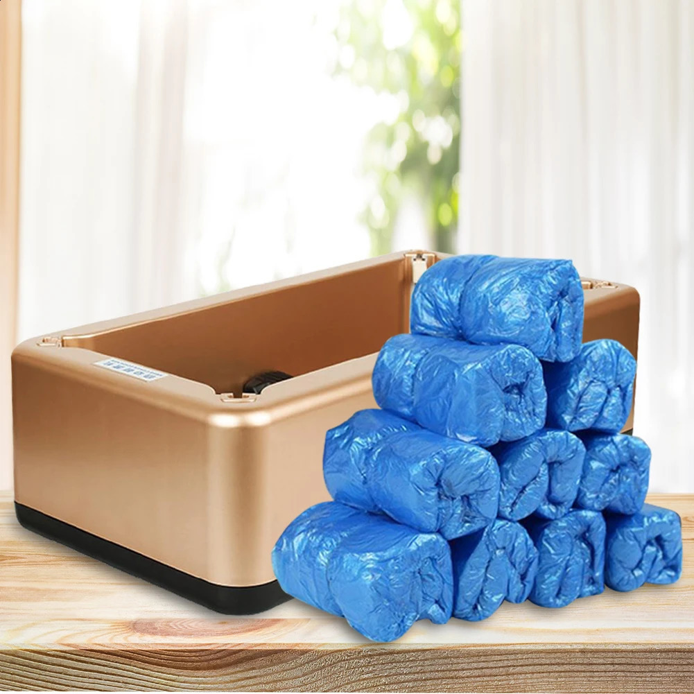Automatic shoe cover dispenser with 100Pcs disposable covers portable film machine no need for indoor wipers 250318