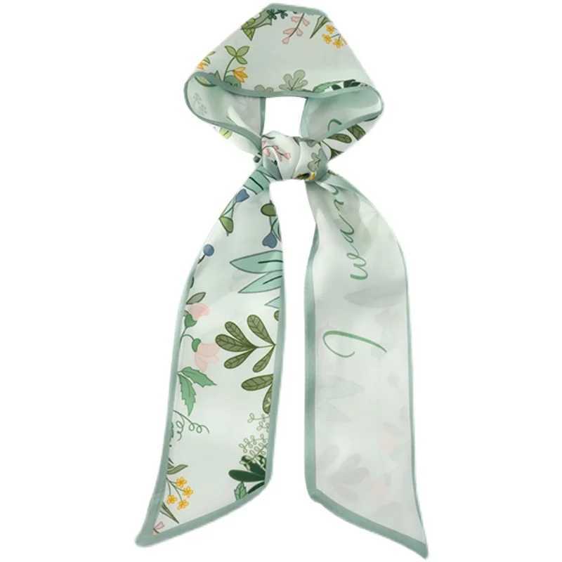 100cm*7cm Summer long fashion women small scarf scarves women flowers hair ribbon hairband white skinny scarf white X250319