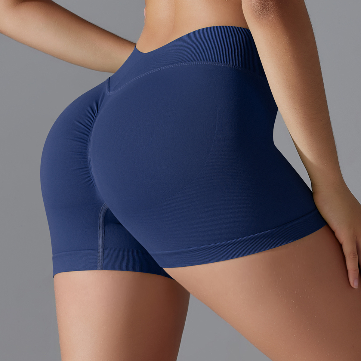 tracksuit Seamless Knitted Solid Color Tight Peach Hip V Waist Yoga Sports, Running, Fitness, Three Point Shorts for Women leggings