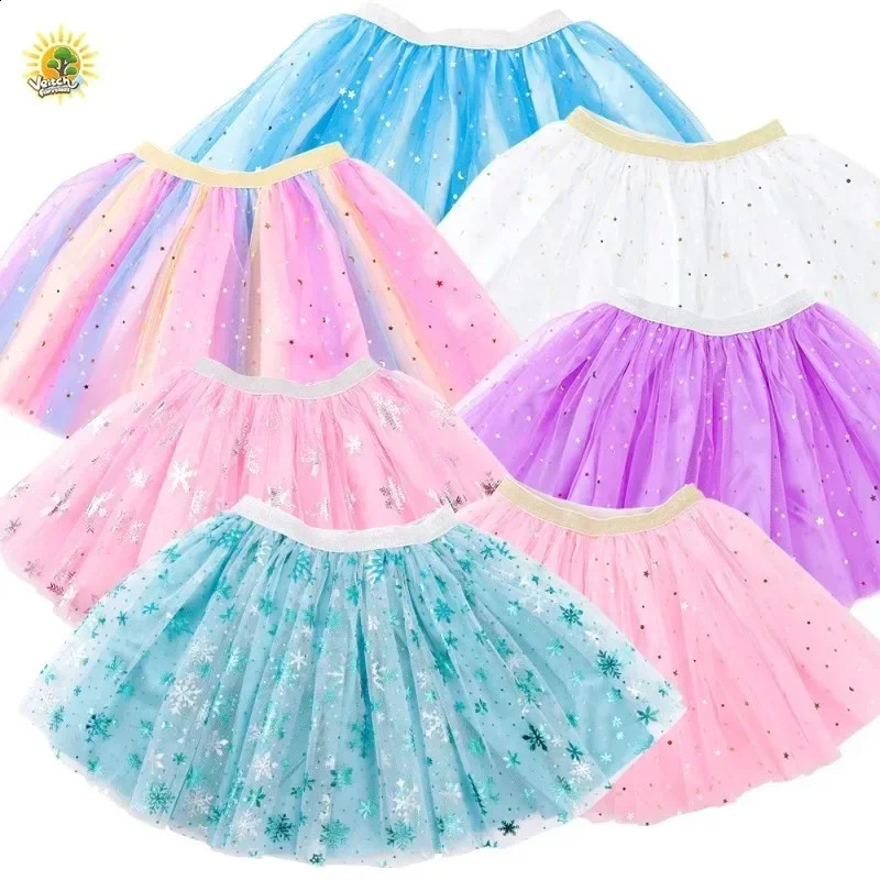 Kids Princess Skirts Girls Irregular Layered Mesh Tulle Birthday Party Tutu Mini Skirts Girls Pink Snow Casual Ballet Skirt K016 250319
