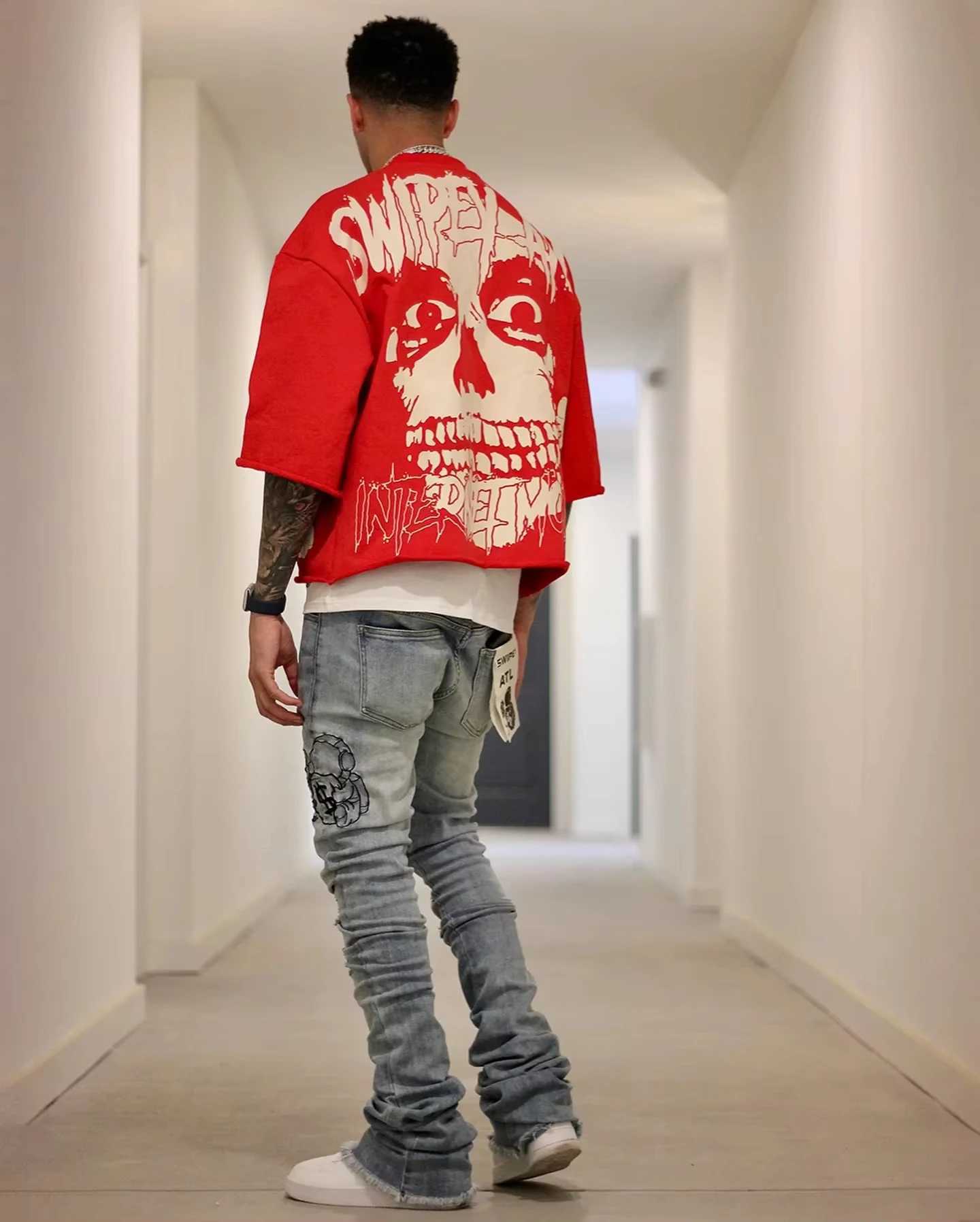 Y2K retro Gothic skull pattern T-shirt for men oversized casual pure cotton short sleeved T-shirt for women tailored top for womenT250318