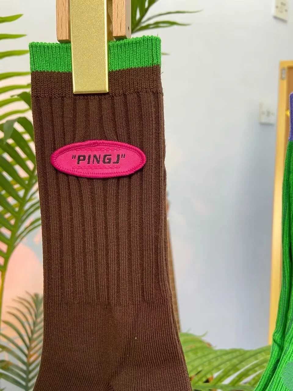 New Vintage Personalized Trendy Green Striped Womens Socks Street Hip Hop Happy Trend Combed Cotton Breathable Socks X250319